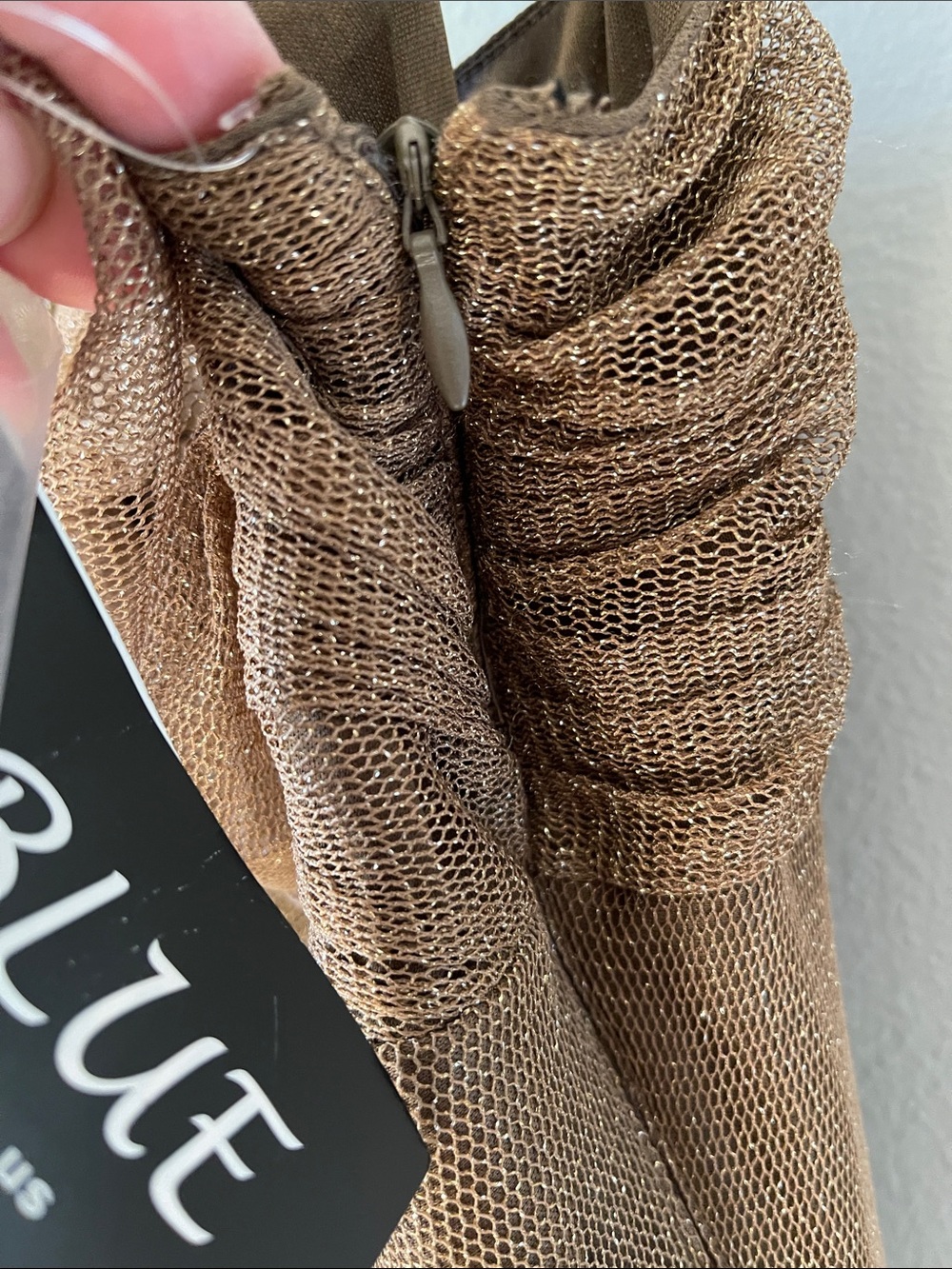 Y2K Brown Shimmer Lurex Metallic A-Line Dress - Picture 5 of 14